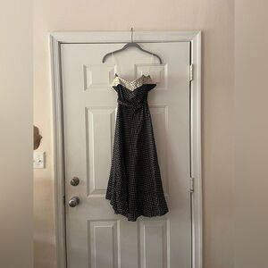 Betty Barclay Vintage 1950s Strapless Dress in black and white